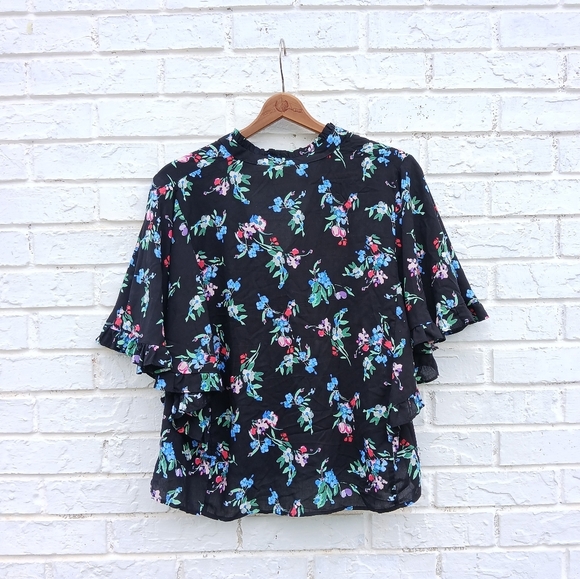 Anthropologie Maeve Aveiro Flutter Sleeve Floral Blouse - Picture 9 of 9